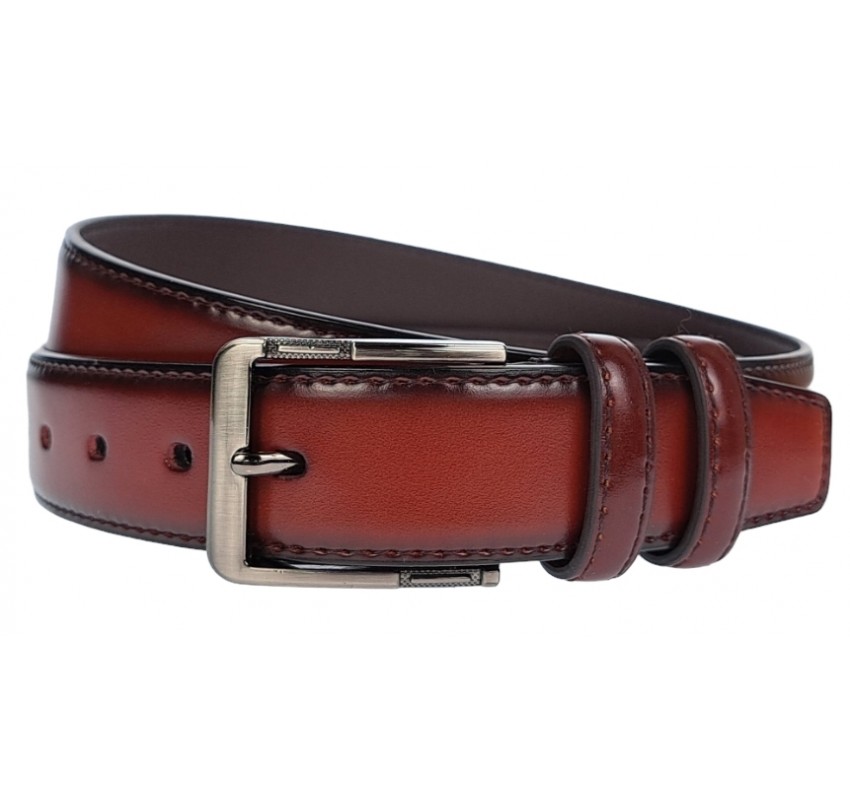 Curea barbati, eleganta, latime 3.5cm, BORDEAUX, piele eco - CK132VIS