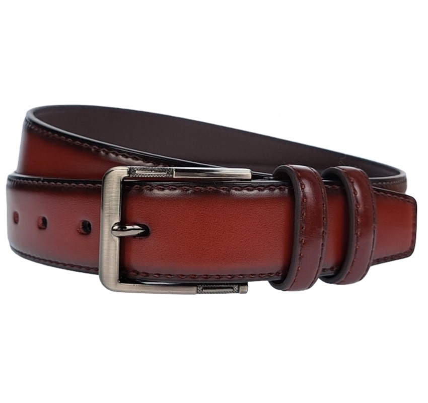 Curea barbati, eleganta, latime 3.5cm, BORDEAUX, piele eco - CK132VIS