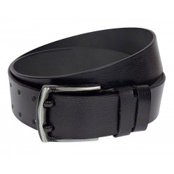 Curea barbati pentru jeans din piele naturala, catarama metalica. cu doua ace, latime 4.5 cm, negru