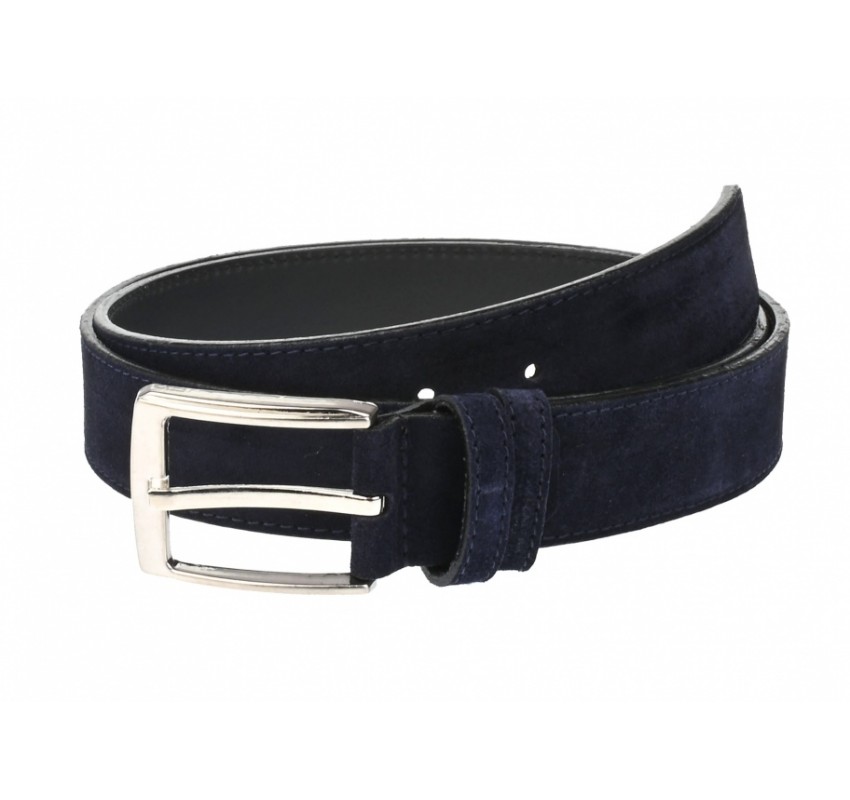 Curea barbati eleganta din piele naturala intoarsa bleumarin 3.5 cm - CK2283BLM