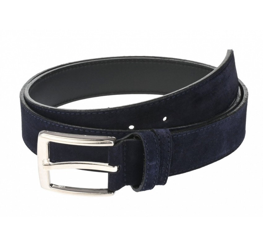 Curea barbati eleganta din piele naturala intoarsa bleumarin 3.5 cm - CK2283BLM