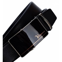 Curea barbati, eleganta pentru costum, din piele naturala, Negru 3.5cm - CK43N