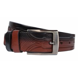 Curea barbati, casual, eleganta, din piele naturala, doua culori, negru si maro, 3.5cm - CK44MN