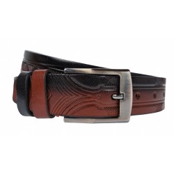 Curea barbati, casual, eleganta, din piele naturala, doua culori, negru si maro, 3.5cm - CK44MN