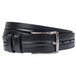 Curea barbati, eleganta, pentru costum, din piele naturala, Negru, 3.5cm - CK49N