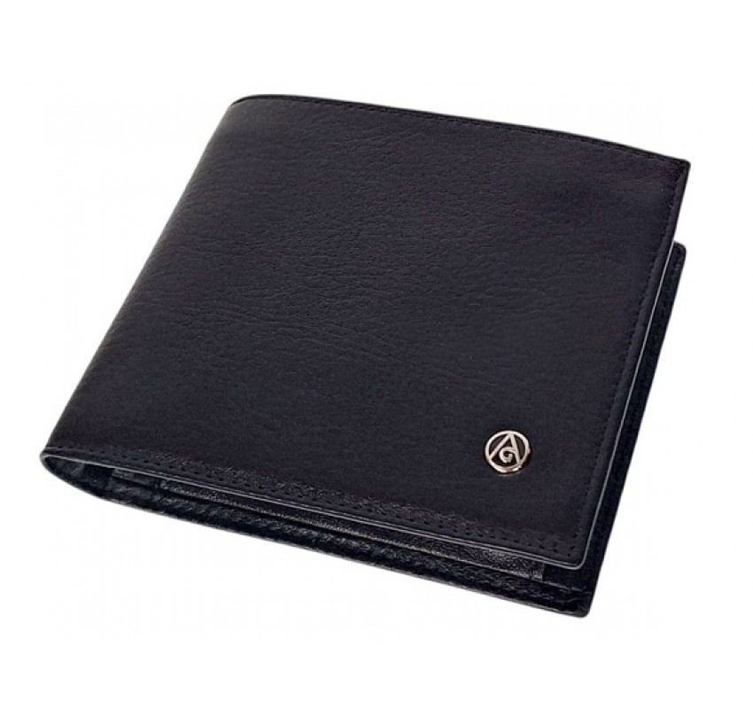 Portofel barbati din piele naturala, negru, 11 x 9 cm, CK591N