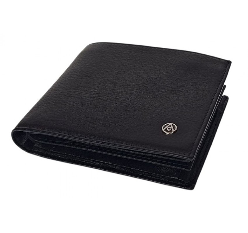 Portofel barbati din piele naturala, negru, 11 x 9 cm, CK591N