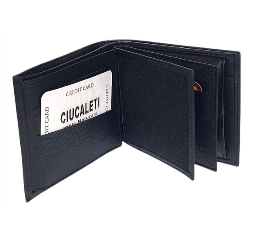Portofel barbati din piele naturala, negru, 11 x 9 cm, CK591N