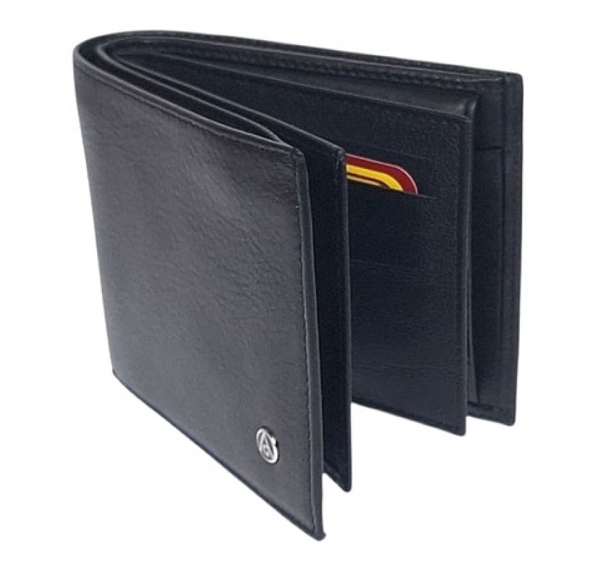 Portofel barbati din piele naturala, negru, 11 x 9 cm, CK591N