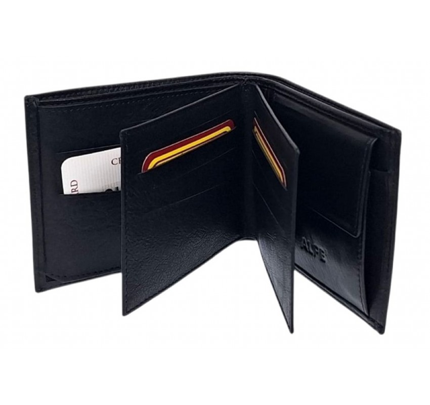 Portofel barbati din piele naturala, negru, 11 x 9 cm, CK591N