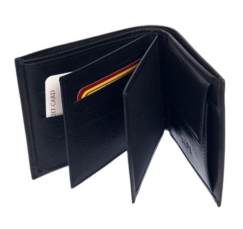 Portofel barbati din piele naturala, negru, 11 x 9 cm, CK591N