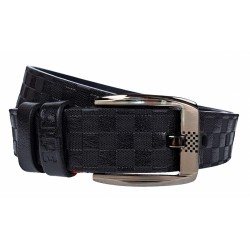 Curea barbati, eleganta, pentru costum, din piele naturala, Negru, 3.8cm - CK65N