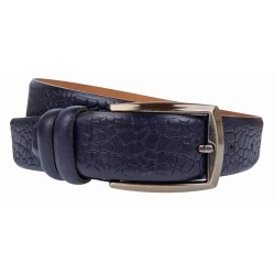 Curea barbati, eleganta, pentru costum, din piele naturala, Bleumarin, 3.4cm - CK68BL