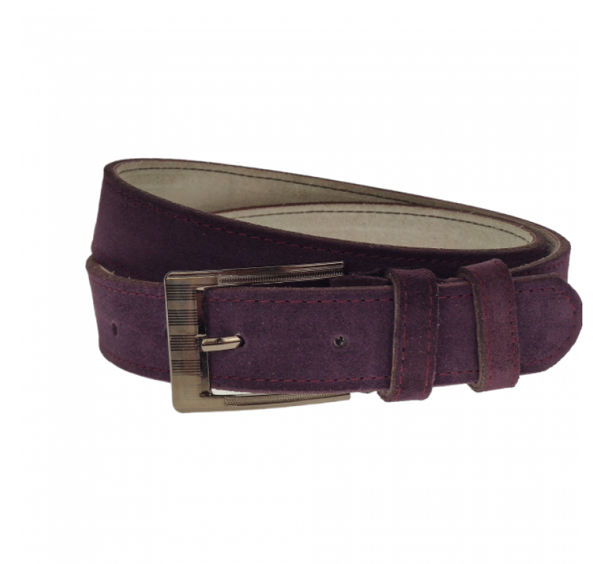 Curea barbati, casual-eleganta, din piele naturala intoarsa, latime 3.5 cm, violet - CL008