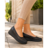 Pantofi dama negri din piele naturala perforata cu talpa ortopedica CL230N
