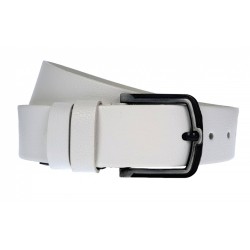 Curea barbati, casual, pentru jeans, din piele naturala, alb, 4.5cm - CLK115A