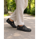 Pantofi barbati negri din piele naturala, cu scai si perforatii – model Seravon CLP01N