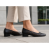 Pantofi dama negri din piele naturala perforati cu toc mic gros CLP03N