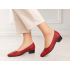 Pantofi dama perforati rosii din piele naturala cu toc mic Rosalia CLP03R