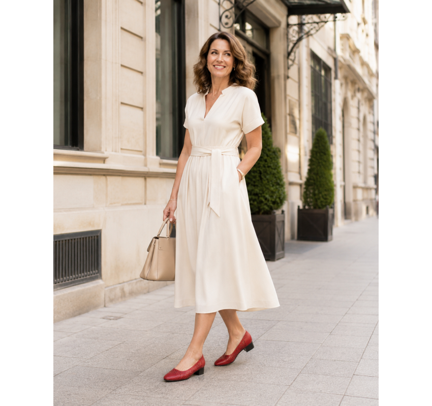 Pantofi dama perforati rosii din piele naturala cu toc mic Rosalia CLP03R