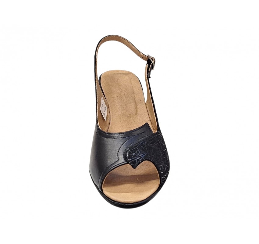Sandale dama negre din piele naturala cu platforma orto Marissa CLP04N