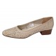 Pantofi dama bej din piele naturala perforati cu toc mic gros CLP05BEJ