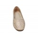 Pantofi dama bej din piele naturala perforati cu toc mic gros CLP05BEJ