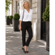 Sandale dama negre perforate din piele naturala cu toc gros si bareta la spate CLP07N