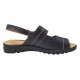 Sandale dama negre din piele naturala cu talpa joasa confort si inchidere velcro CLP09N