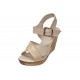 Sandale dama bej din piele naturala cu platforma wedge si catarama CLP14BEJ