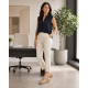 Sandale dama bej din piele naturala cu platforma wedge si catarama CLP14BEJ