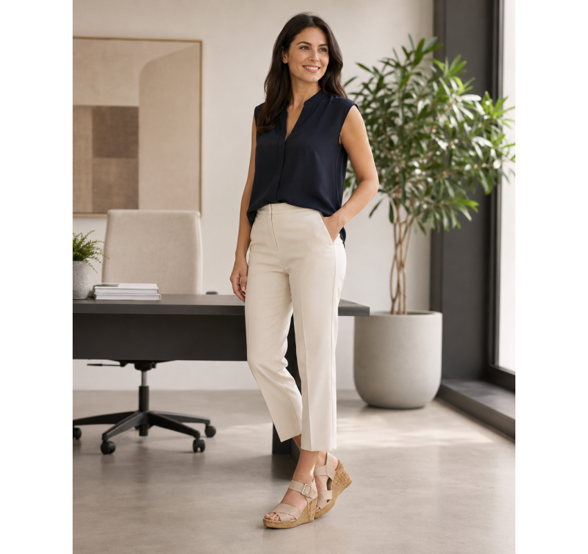 Sandale dama bej din piele naturala cu platforma wedge si catarama CLP14BEJ