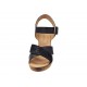 Sandale dama negre din piele naturala cu platforma wedge si catarama CLP14N