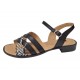 Sandale dama negre din piele naturala cu barete multiple si insertie print sarpe CLP15N
