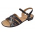 Sandale dama negre din piele naturala cu barete multiple si insertie print sarpe CLP15N