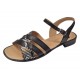 Sandale dama negre din piele naturala cu barete multiple si insertie print sarpe CLP15N