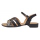 Sandale dama negre din piele naturala cu barete multiple si insertie print sarpe CLP15N