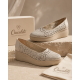 Pantofi dama bej din piele naturala perforata cu talpa ortopedica CLP16BEJ