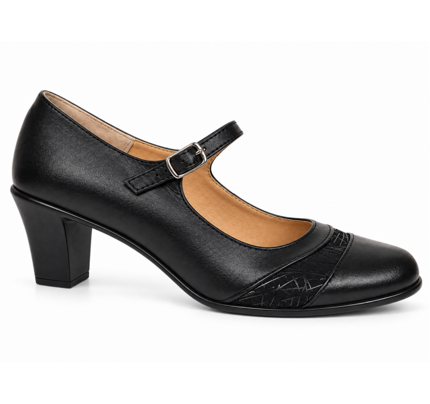 Pantofi dama piele naturala eleganti, comozi, toc mediu stabil de 6cm CLP207N
