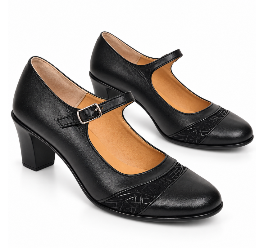 Pantofi dama piele naturala eleganti, comozi, toc mediu stabil de 6cm CLP207N