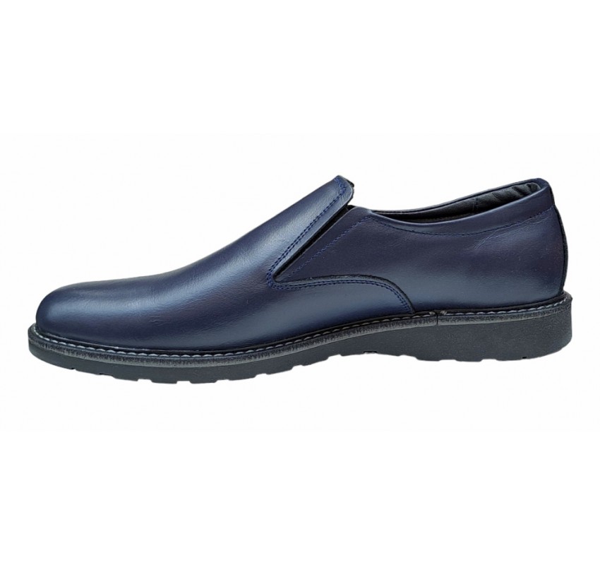 Pantofi barbati casual, cu elastic, piele naturala, CORSA Bleu Navy, CORSAEBLU