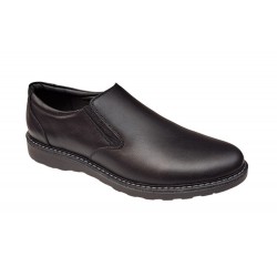 Pantofi barbati casual, cu elastic, piele naturala, CORSA, Negru, CORSAEN