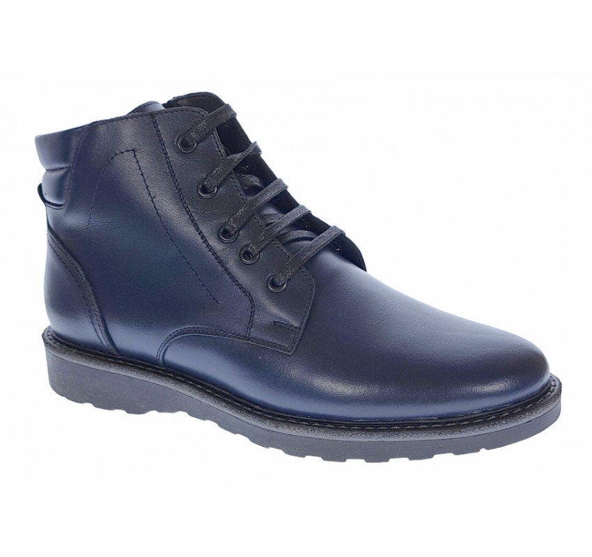 Ghete barbati, casual, din piele naturala, cu fermoar (imblanite) Bleumarin CORSAFBLM