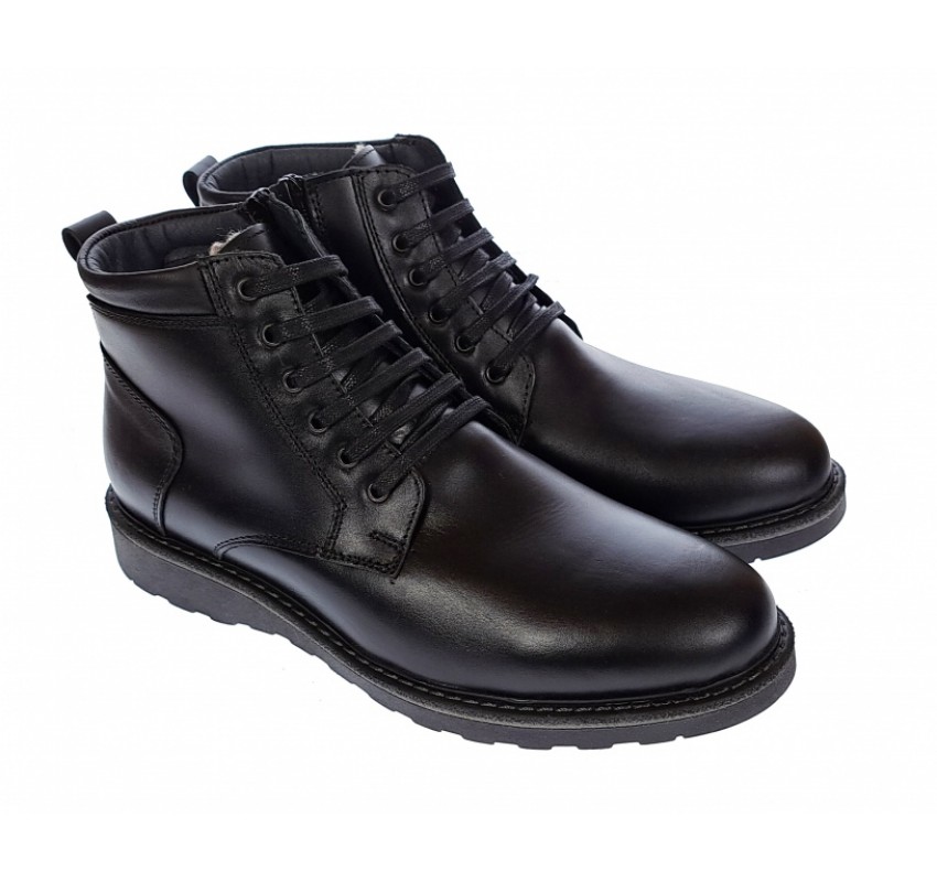 Ghete barbati negre, casual, din piele naturala, cu fermoar, ADAM - CIUCALETI SHOES