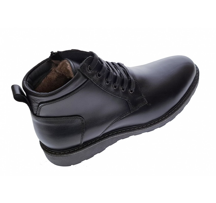 Ghete barbati negre, casual, din piele naturala, cu fermoar, ADAM - CIUCALETI SHOES