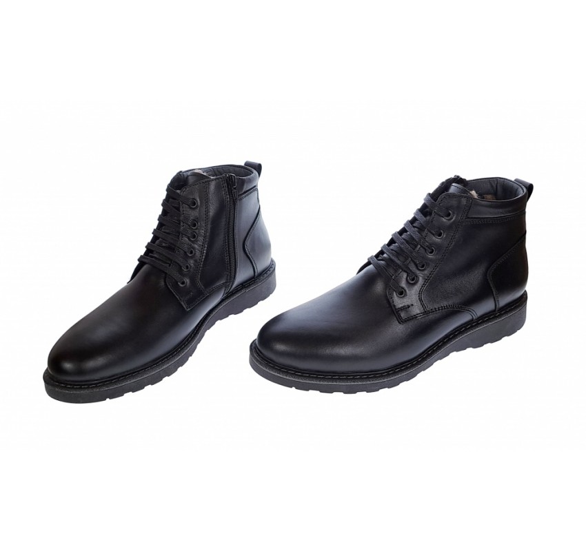 Ghete barbati negre, casual, din piele naturala, cu fermoar, ADAM - CIUCALETI SHOES