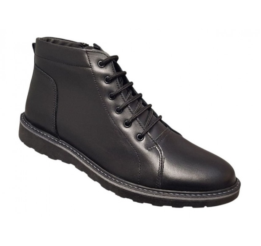 Ghete barbati casual din piele naturala cu siret si fermoar CORSAFN