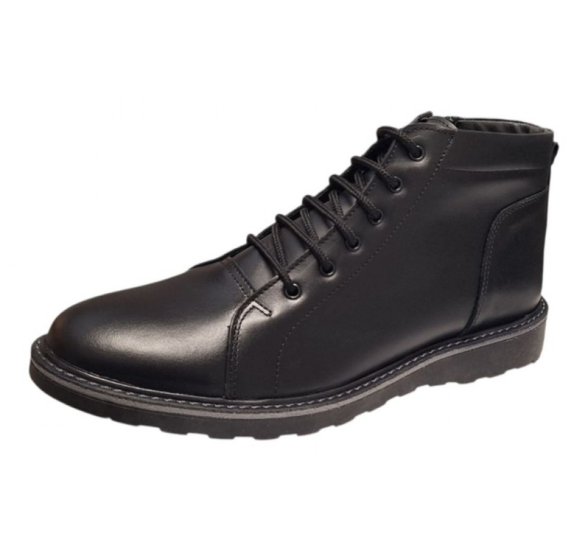 Ghete barbati casual din piele naturala cu siret si fermoar CORSAFN