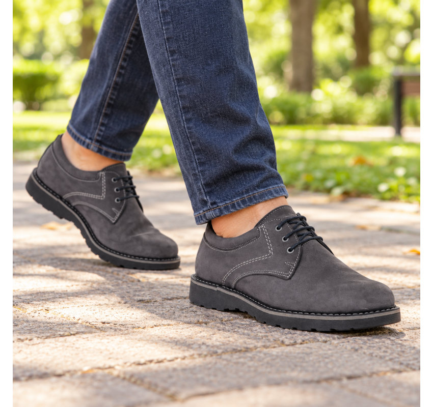 Pantofi barbati sport casual din piele naturala Gri Bufo CORSAGBF