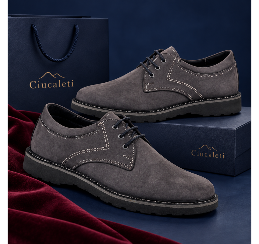 Pantofi barbati sport casual din piele naturala Gri Bufo CORSAGBF